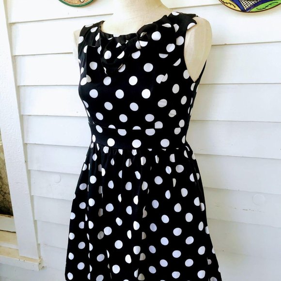 Ixia Mod Cloth Polka Dot Retro Dress W/ Bow - Picture 2 of 8